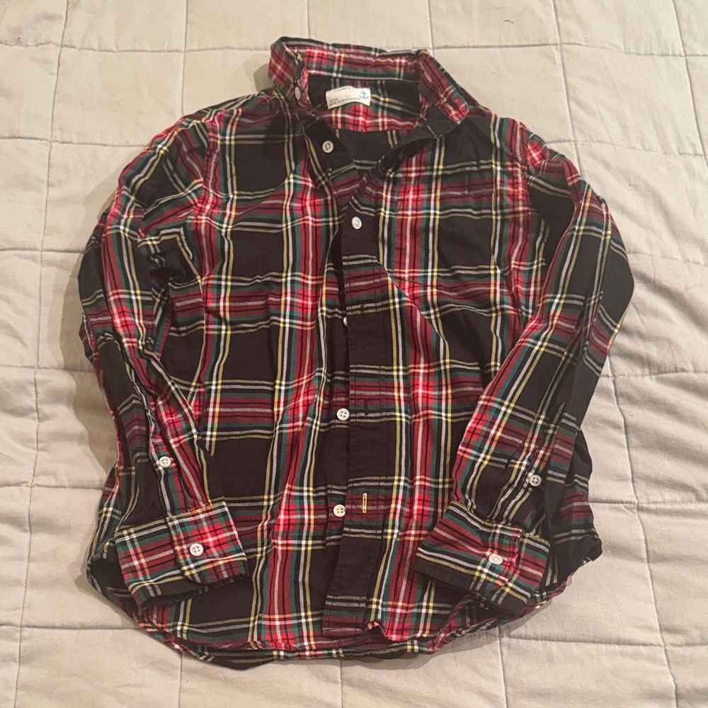 Crewcuts Black and Red Plaid Kids Button Down Shirt